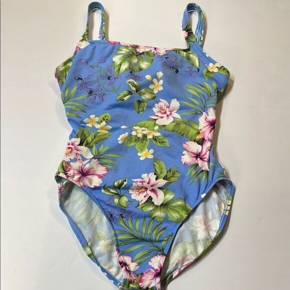 Jantzen Womens One Piece Multi Tropical Print Lined Swimsuit Sz 10